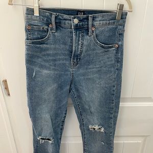 High Waisted Distressed Gap Skinny Jeans